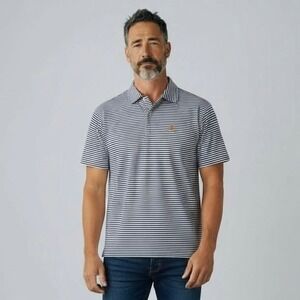 RHOBACK Mens Navy White Stripe Golf Polo Shirt XL Stretch Performance